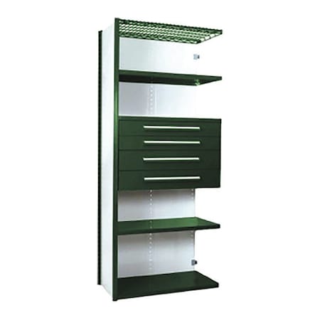 V-Grip Shelving W/ Drawers, GN, Height: 84