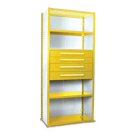 V-Grip Shelving W/ 4Drwrs/5Shlvs, 7x2x4, Strtr, 2-4.5