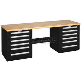 Modular Drawer Bench - 8' -Two Modular Cabinets Black 2596-8W-BK