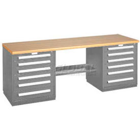 Modular Drawer Bench - 8' -Two Modular Cabinets Dove Gray 2596-8W-LG