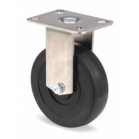 Rigid Plate Caster, Rubber, 5 in., 240 lb. MPN:3F2345D04000797R