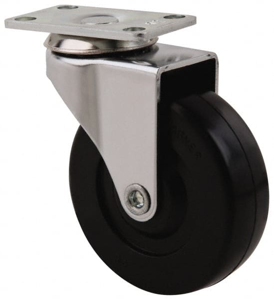 Swivel Top Plate Caster: Soft Rubber, 2-1/2