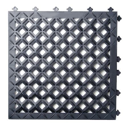 Interlocking Drainage Mat Tile, Vinyl, 18 in W x 18 in L, 1 in Thick, 10 PK MPN:AM2-B