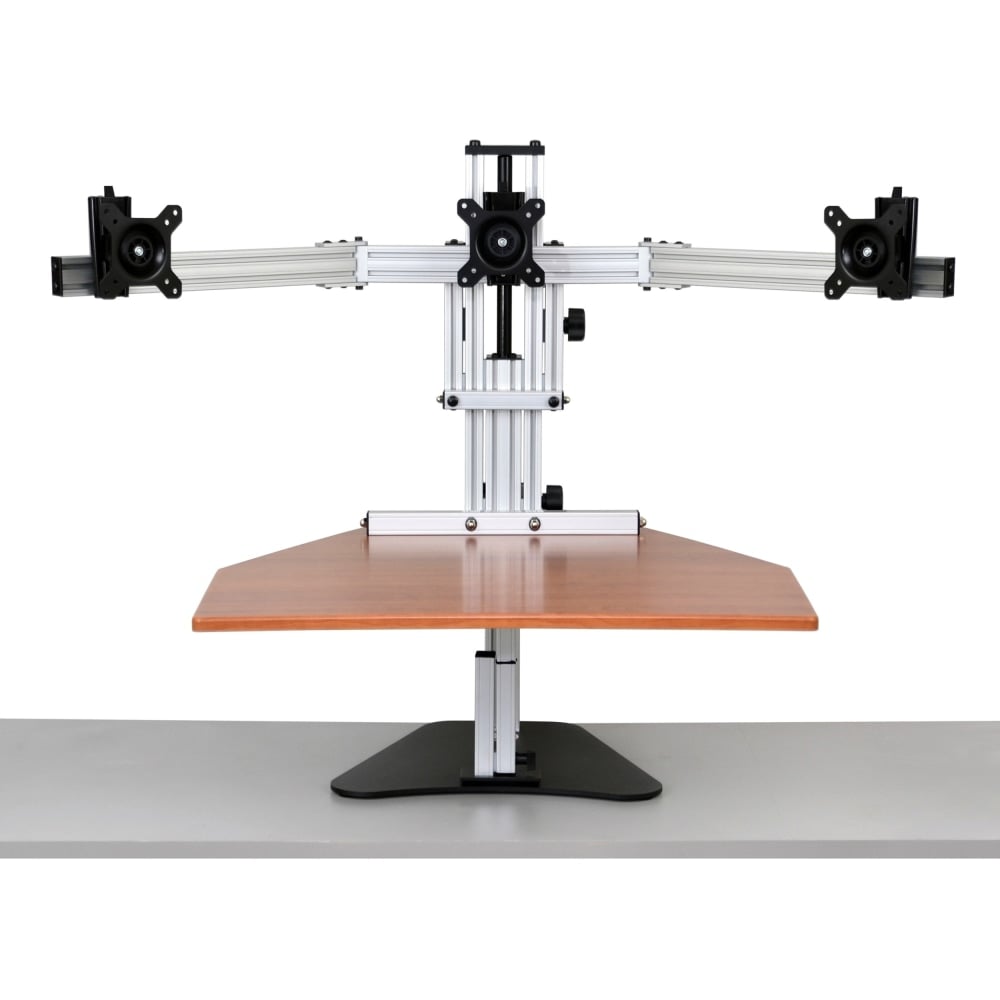 ERGO DESKTOP Kangaroo Tri-Elite Sit and Stand Workstation, Cherry, Fully Assembled - 30 lb Load Capacity - 24in Height x 26in Width - Steel - Cherry MPN:TKE-CHE-FA-S
