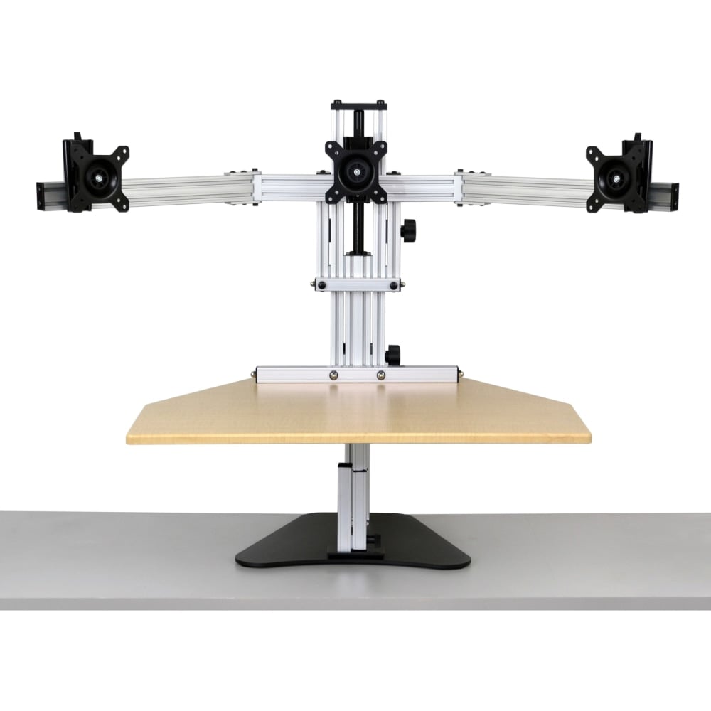 ERGO DESKTOP Kangaroo Tri-Elite Sit and Stand Workstation, Maple, Fully Assembled - 30 lb Load Capacity - 24in Height x 26in Width - Steel - Maple MPN:TKE-MAP-FA-S