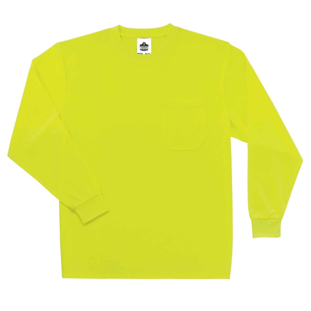 Ergodyne GloWear 8091 Non-Certified Long-Sleeve T-Shirt, Large, Lime MPN:21584