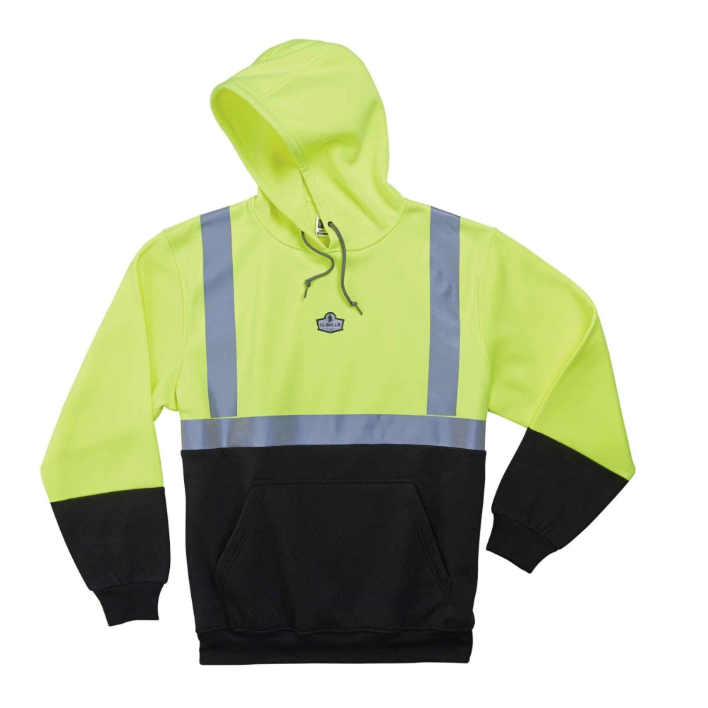 Ergodyne GloWear 8293 Type R Class 2 Hooded Sweatshirt, Small, Lime MPN:21682