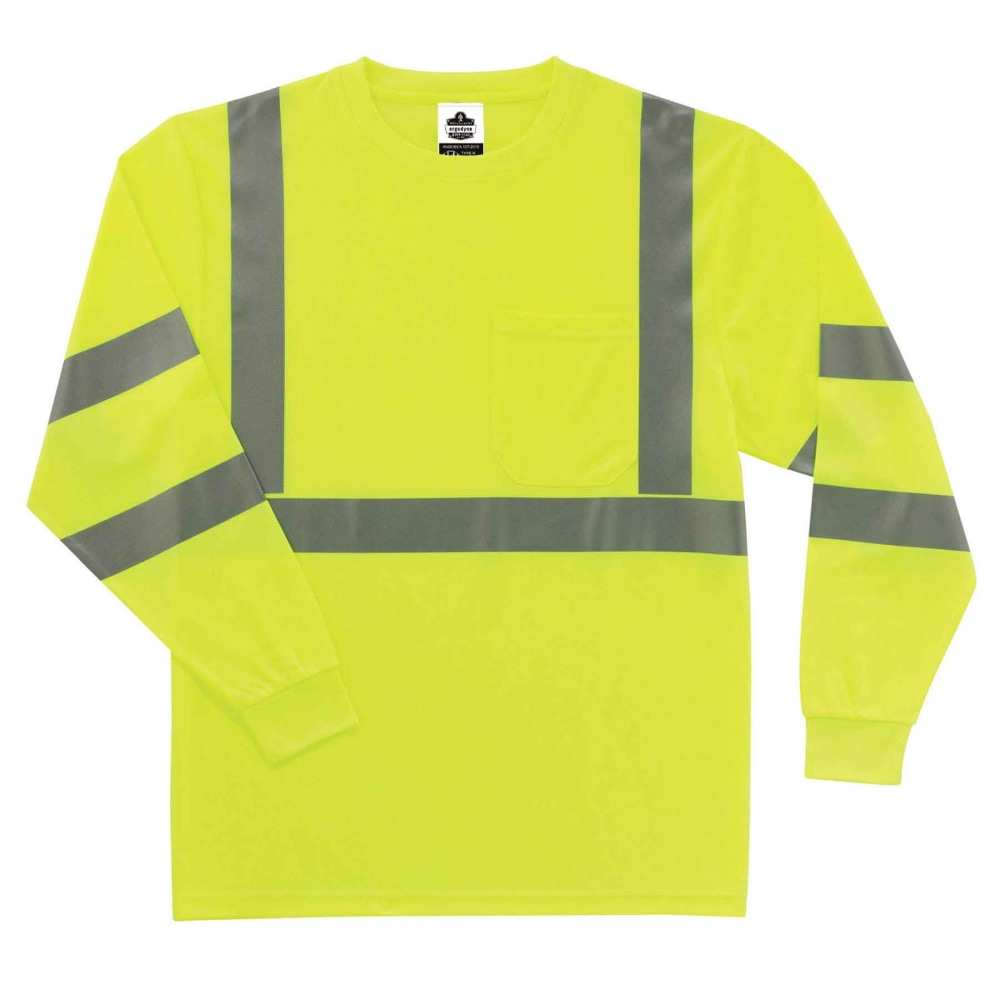 Ergodyne GloWear 8391 Type-R Class 3 Long-Sleeve T-Shirt, Large, Lime MPN:21704