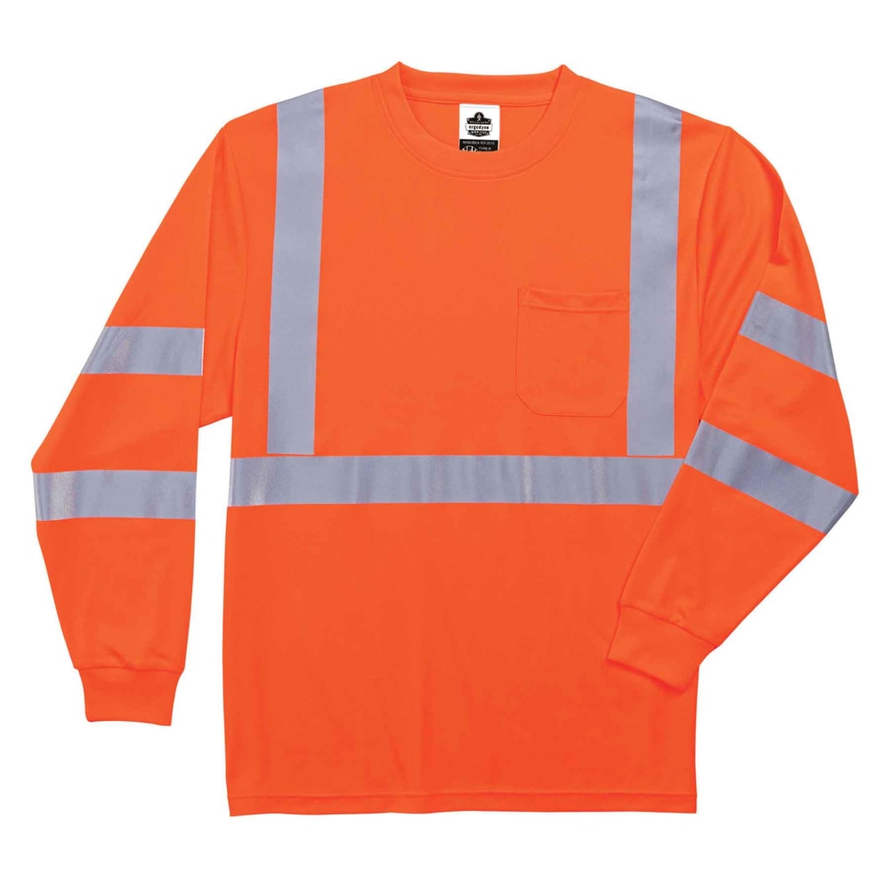 Ergodyne GloWear 8391 Type-R Class 3 Long-Sleeve T-Shirt, Small, Orange MPN:21712