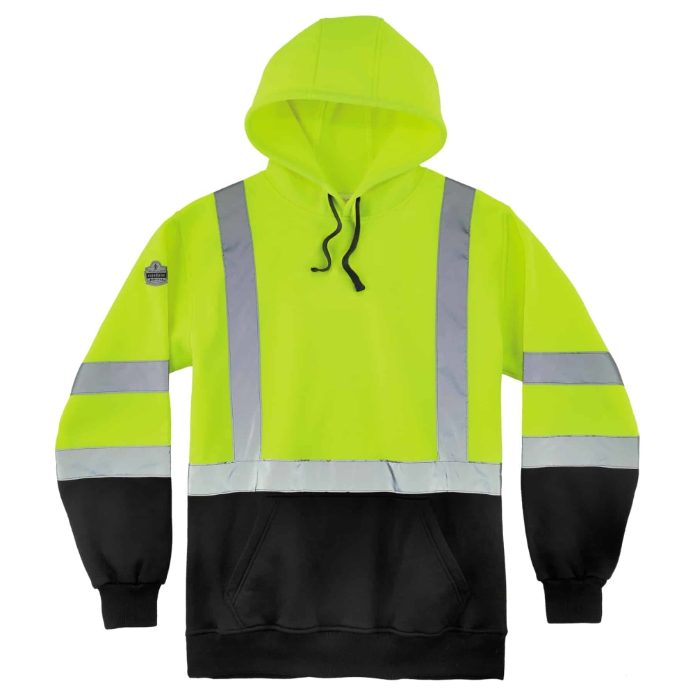 Ergodyne GloWear 8373 Class 3 Hi-Vis Pullover Hoodie, XX-Large, Black/Lime MPN:21886