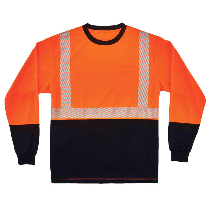 Ergodyne GloWear 8281BK Type R Class 2 Performance Long Sleeve T-Shirt, XX-Large, Orange MPN:22686