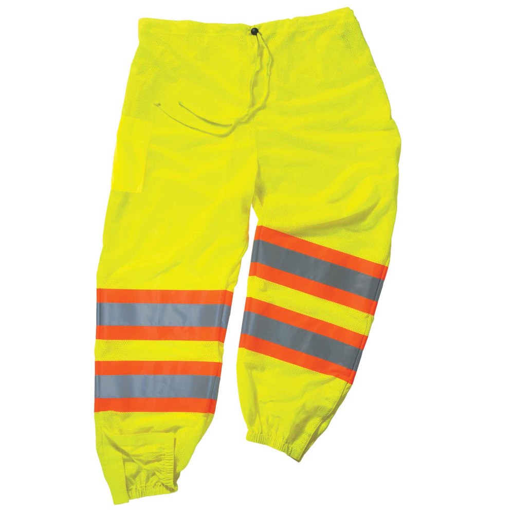 Ergodyne GloWear 8911 Class E Polyester 2-Tone Pants, 2X/3X, Lime MPN:22967