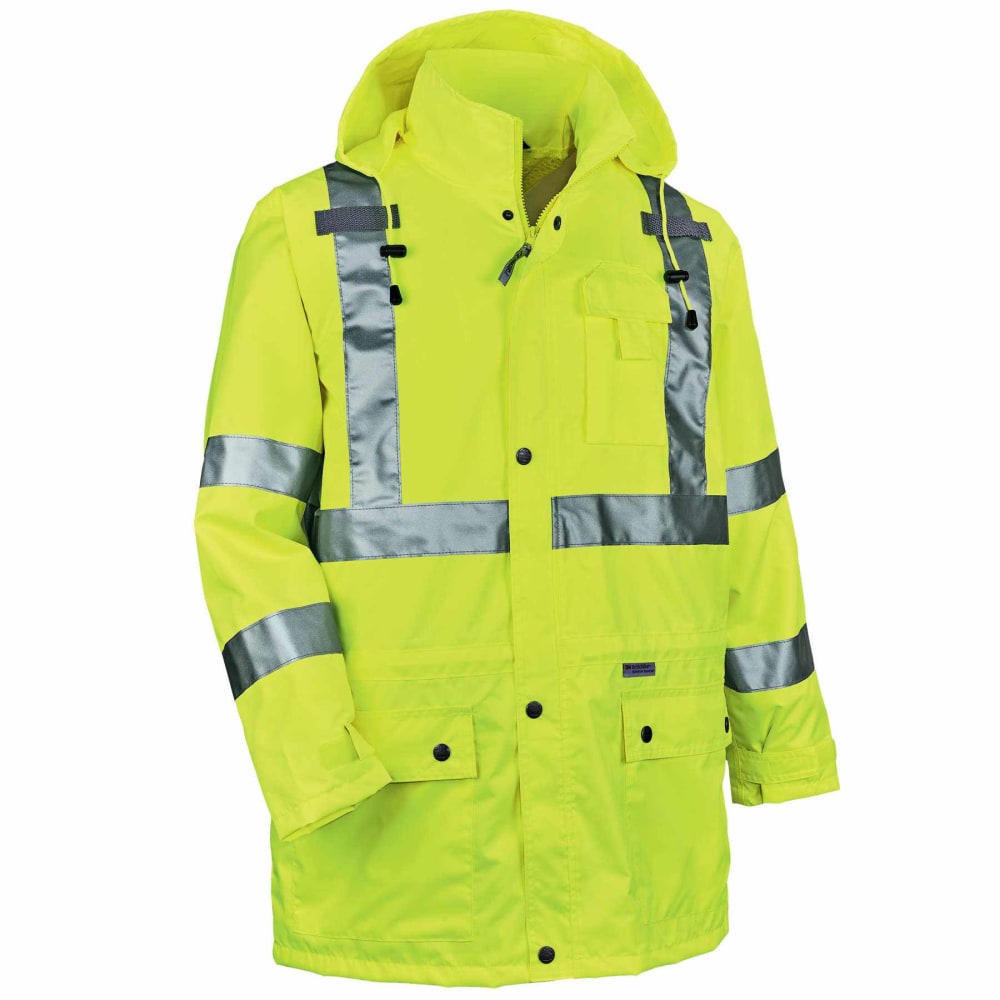 Ergodyne GloWear 8365 Type R Class 3 High-Visibility Rain Jacket, Large, Lime MPN:24324