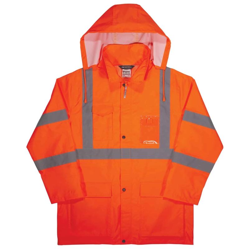 Ergodyne GloWear 8366 Lightweight Type R Class 3 High-Visibility Rain Jacket, 5X, Orange MPN:24369