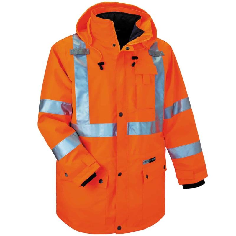 Ergodyne GloWear 8385 Type R Class 3 High-Visibility 4-In-1 Jacket, 5X, Orange MPN:24379