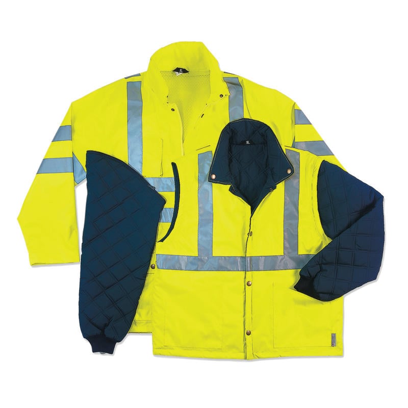 Ergodyne GloWear 8385 4-In-1 Thermal Jacket, Large, Lime MPN:24384