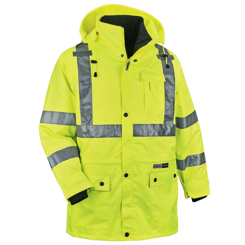 Ergodyne GloWear 8385 Type R Class 3 High-Visibility 4-In-1 Jacket, 5X, Lime MPN:24389