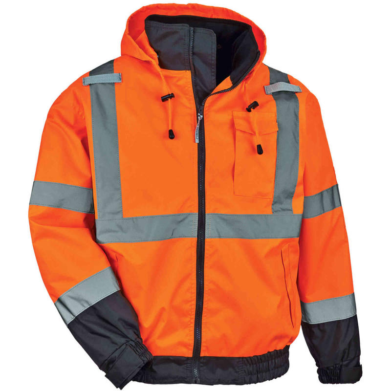 Ergodyne GloWear 8379 Type R Class 3 High-Visibility Fleece-Lined Thermal Bomber Jacket, 4X, Orange MPN:24468