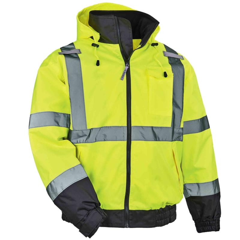 Ergodyne GloWear 8379 Type R Class 3 High-Visibility Fleece-Lined Thermal Bomber Jacket, X-Large, Lime MPN:24475