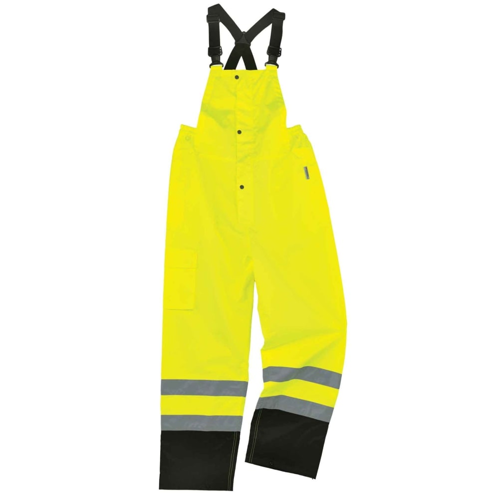 Ergodyne GloWear 8918BK Class E Black Bottom Rain Bibs, 3X, Lime MPN:25017