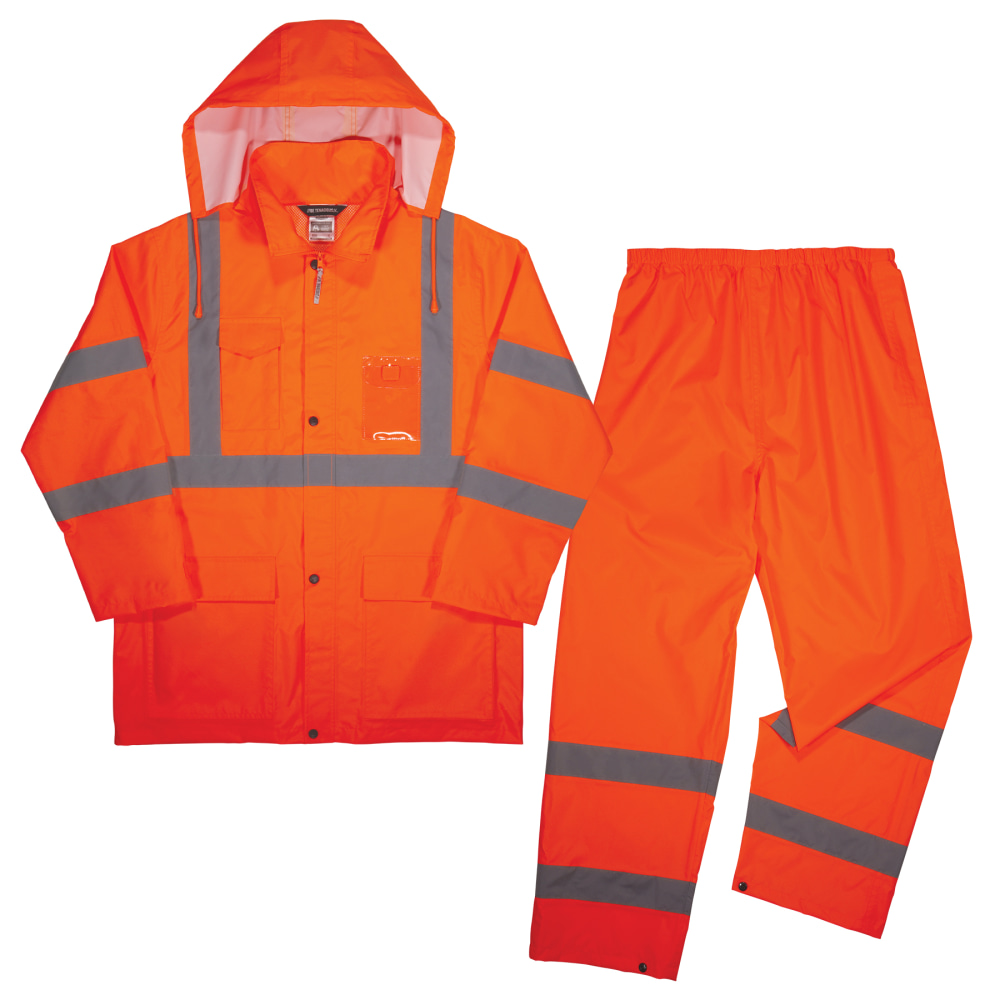 Ergodyne GloWear 8376K Lightweight Hi-Vis Rain Suit, Orange, X-Large MPN:25335