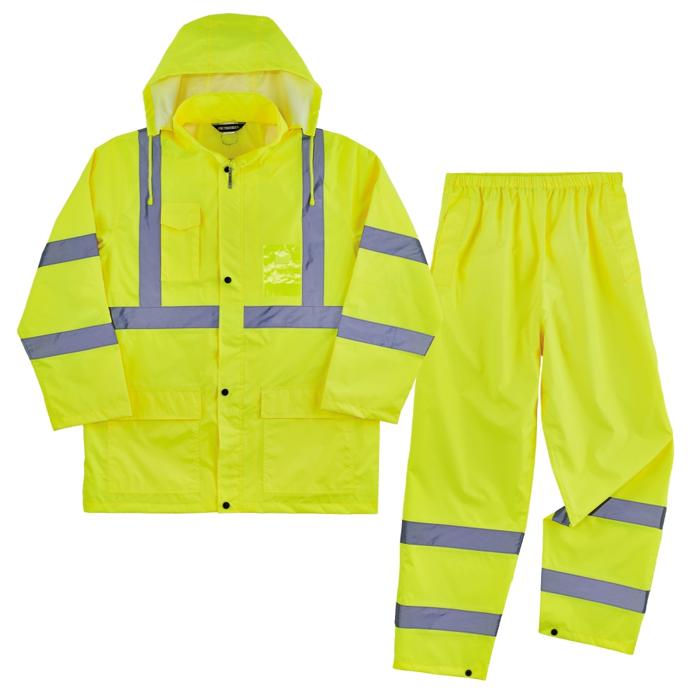 Ergodyne GloWear 8376K Lightweight Hi-Vis Rain Suit, Lime, Large MPN:25434
