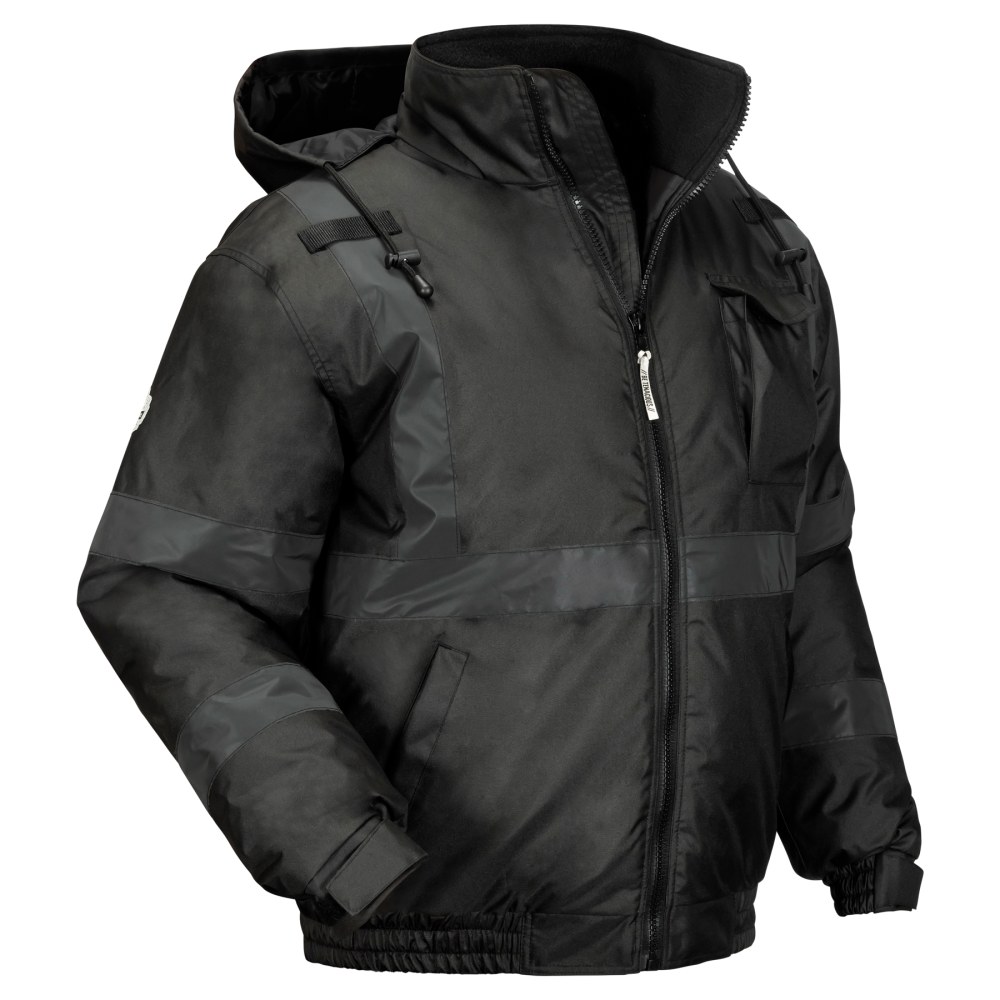 Ergodyne GloWear 8377EV Thermal-Enhanced Visibility Quilted Bomber Jacket, 3X, Black MPN:25647