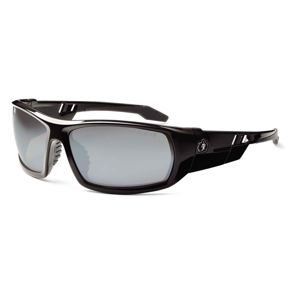 Ergodyne Skullerz Safety Glasses, Odin, Shiny Black Frame, Silver Mirror Lens MPN:50042