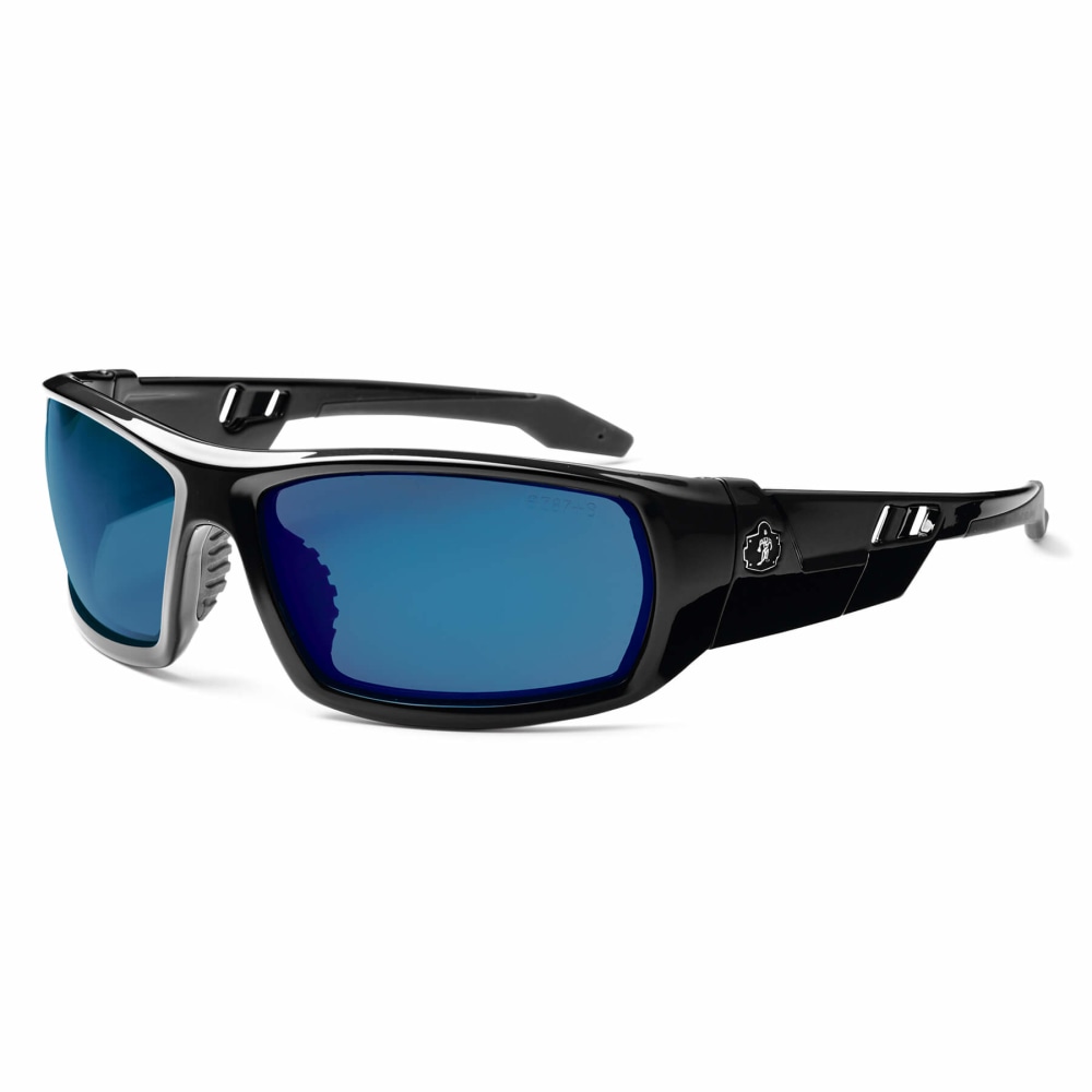 Ergodyne Skullerz Safety Glasses, Odin, Black Frame, Blue Mirror Lens MPN:50092