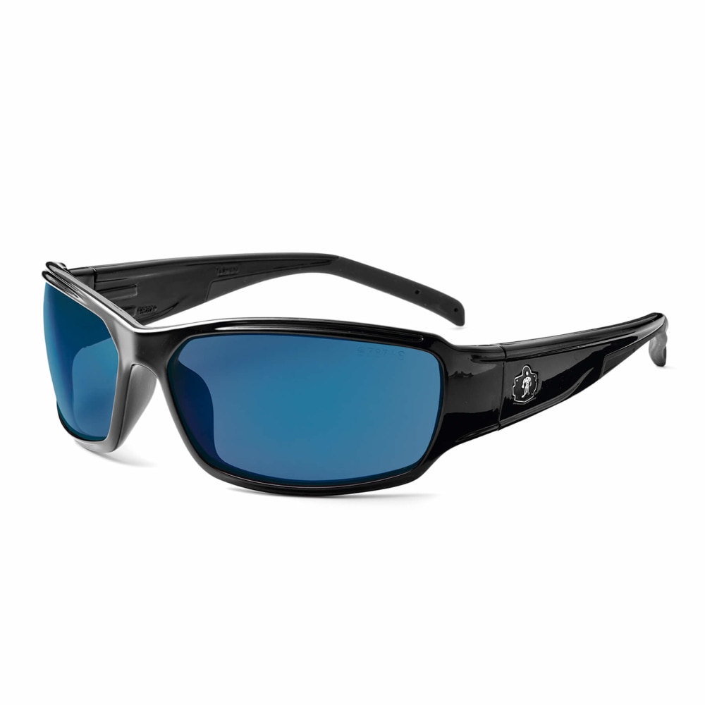 Ergodyne Skullerz Safety Glasses, Thor, Black Frame, Blue Mirror Lens MPN:51092
