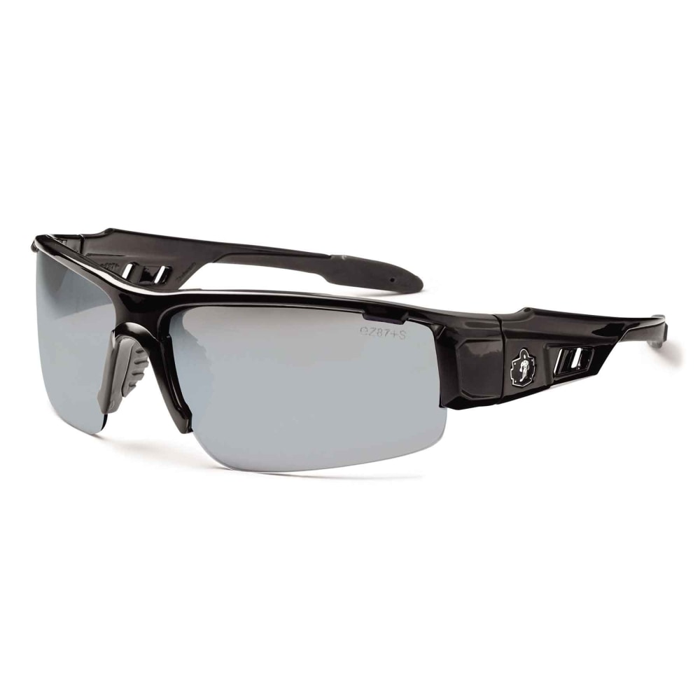 Ergodyne Skullerz Safety Glasses, Dagr, Black Frame, Silver Mirror Lens MPN:52042