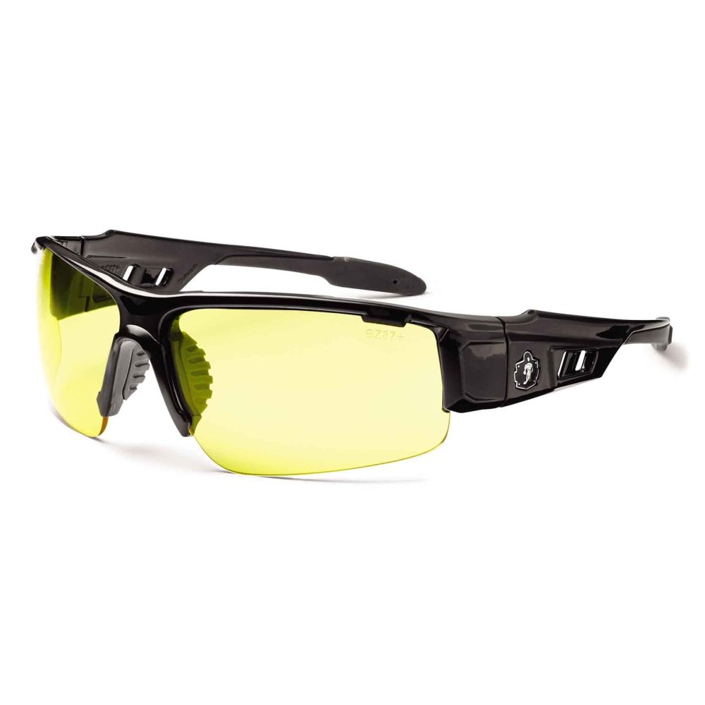 Ergodyne Skullerz Safety Glasses, Dagr, Black Frame, Yellow Lens MPN:52050