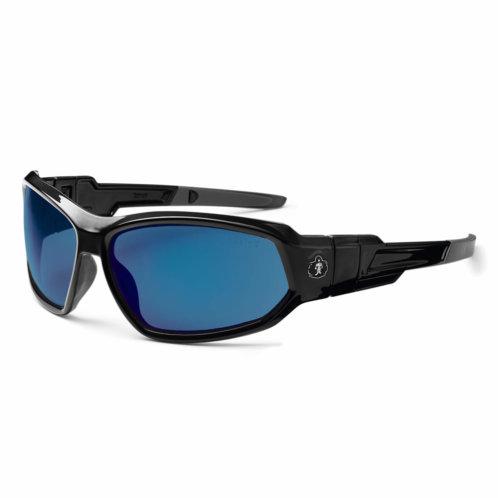 Ergodyne Skullerz Safety Glasses, Loki, Black Frame, Blue Mirror Lens MPN:56092