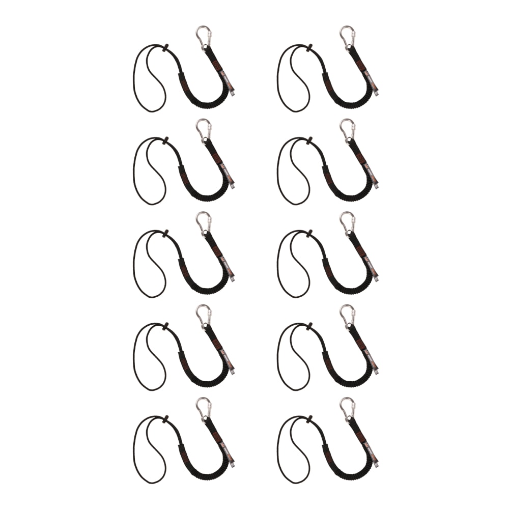 Ergodyne Squids 3105 Economy Single-Carabiner Tool Lanyard, 32in, Black, Pack Of 10 Lanyards MPN:19010