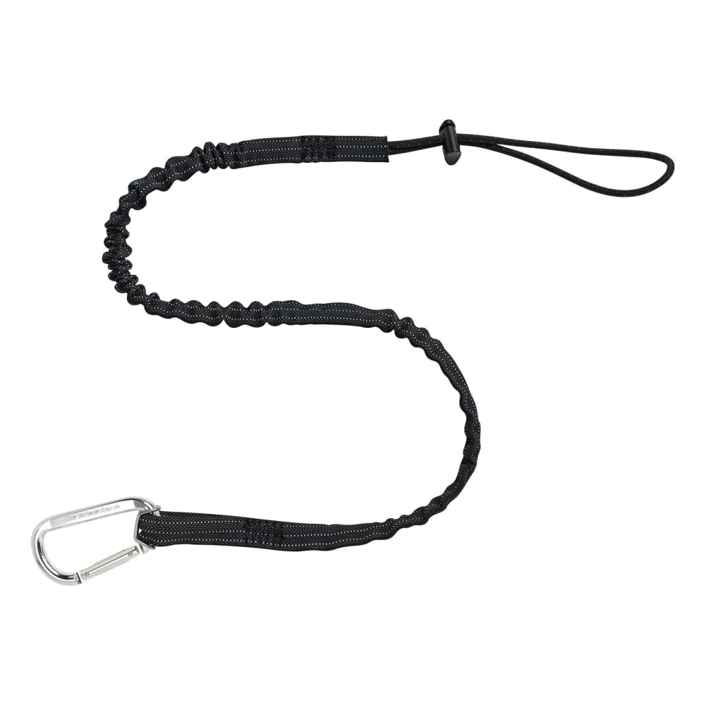 Ergodyne Squids 3100 Extended Single-Carabiner Tool Lanyards, 10 Lb, 54in, Black, Pack Of 6 Lanyards MPN:19012