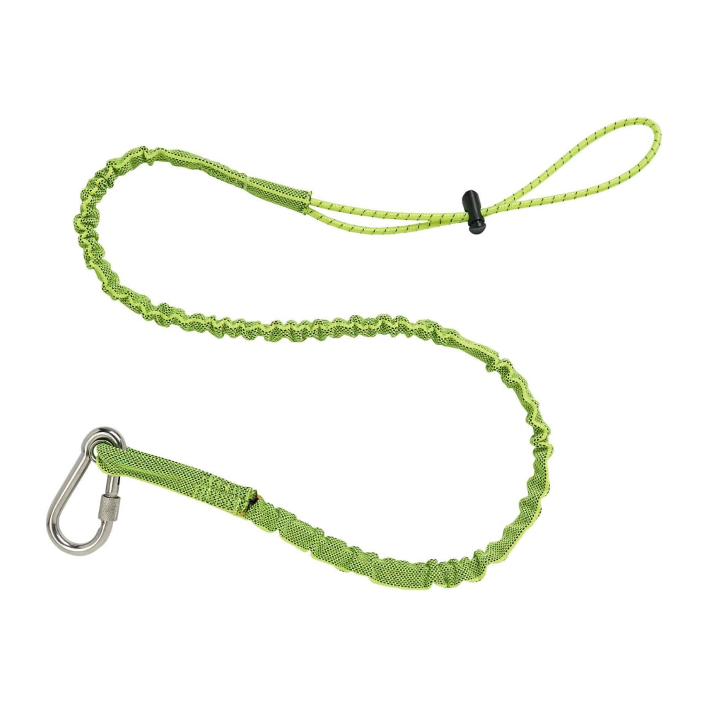 Ergodyne Squids 3101 Extended Stainless Single-Carabiner Tool Lanyards, 15 Lb, 54in, Lime, Pack Of 6 Lanyards MPN:19017