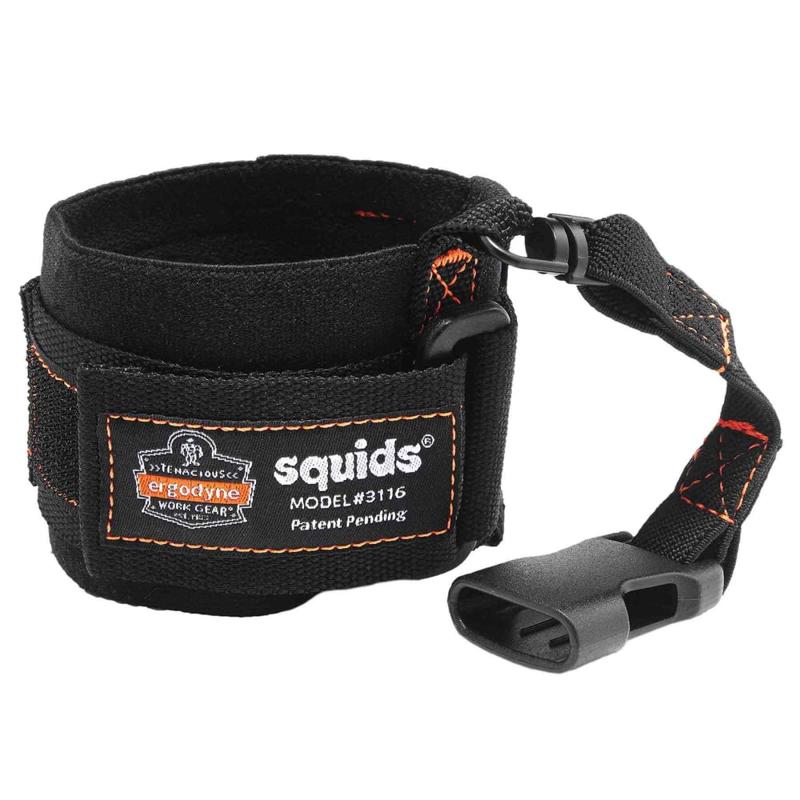 Ergodyne Squids 3116 Pull-On Wrist Lanyards With Buckles, 3 Lb, Black, Pack Of 6 Lanyards MPN:19057