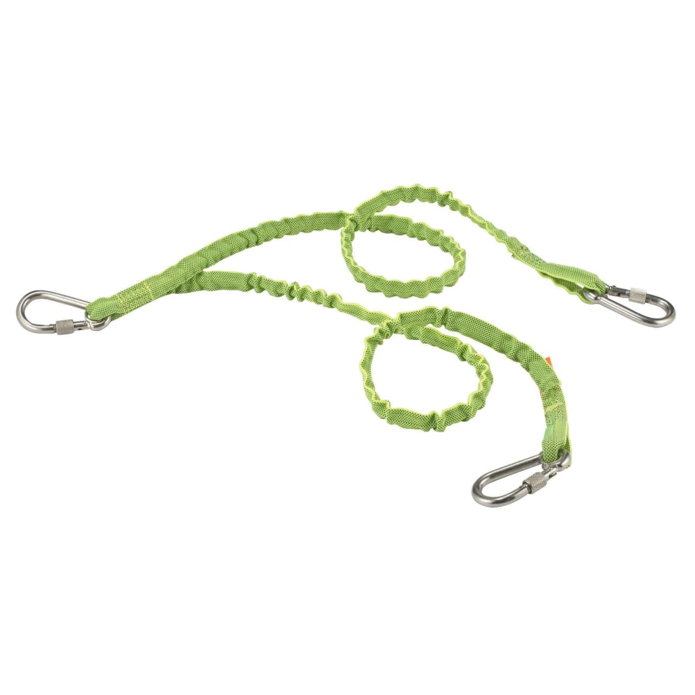Ergodyne Squids 3311 Twin-Leg Stainless Steel Triple-Carabiner Tool Lanyards, 42in, Lime, Pack Of 3 Lanyards MPN:19083