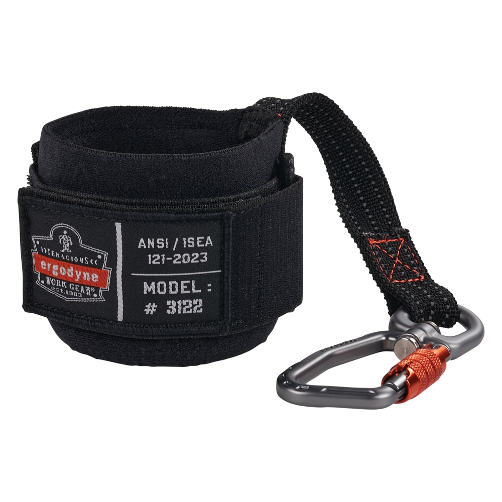 Ergodyne Squids 3122 Pull-On Wrist Tool Lanyard, 7in, Black MPN:19084