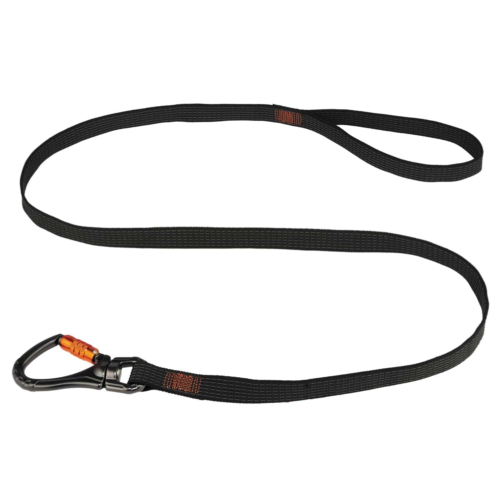 Ergodyne Squids 3129 Double-Locking Swivel Carabiner Tool Lanyards, 76in, Black, Pack Of 6 Tool Lanyards MPN:19137