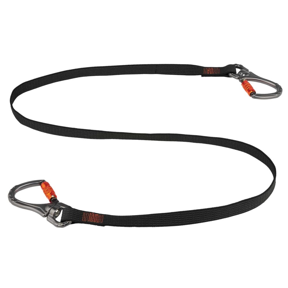 Ergodyne Squids 3139 Dual Double-Locking Carabiner Tool Lanyards, 76in, Black, Pack Of 6 Tool Lanyards MPN:19139