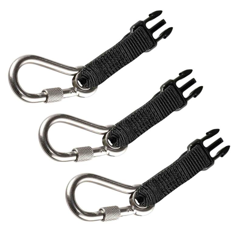 Ergodyne Squids 3025 Retractable Tool Lanyard Accessory Carabiners, 4in, Black, Pack Of 3 Carabiners MPN:19325