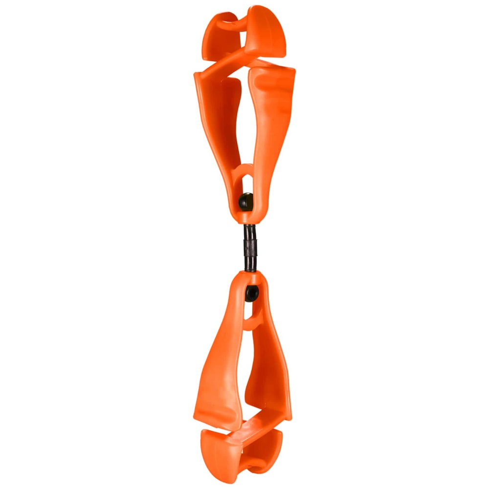 Ergodyne Squids 3420 Swiveling Dual-Clip Glove Holders, 5-1/2in, Orange, Set Of 6 Holders MPN:19418