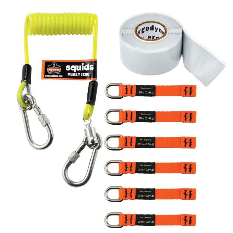 Ergodyne Squids 3180 Stainless Steel Tool Tethering Kit, 2 Lb, Lime MPN:19650