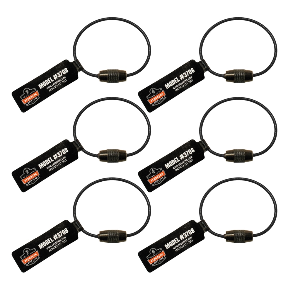 Ergodyne Squids 3708 Wire Tool Tails, 6in, Black, Pack Of 6 Tails MPN:19713