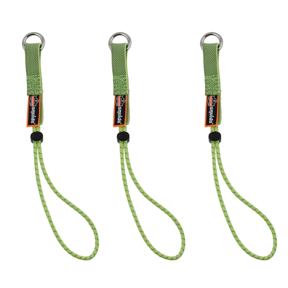 Ergodyne Squids 3703 Elastic Loop Tool Tails, 10in, Lime, 3 Tails Per Pack, Case Of 6 Packs MPN:19769
