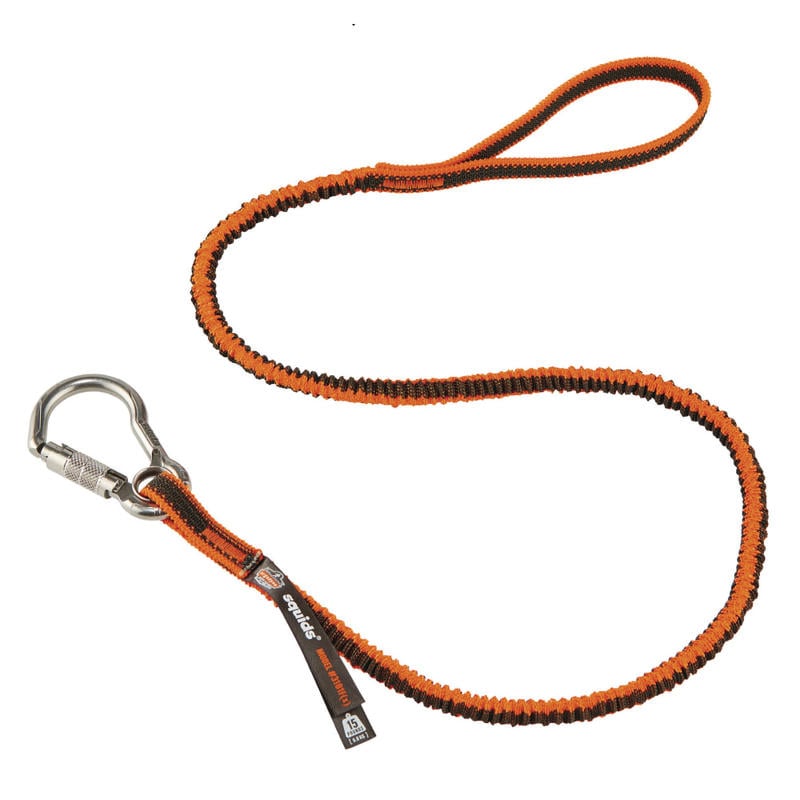 Ergodyne Squids 3101F(X) Tool Lanyards With Single Stainless Carabiner, 15 Lb, 48in, Orange/Gray, Pack Of 6 Lanyards MPN:19803