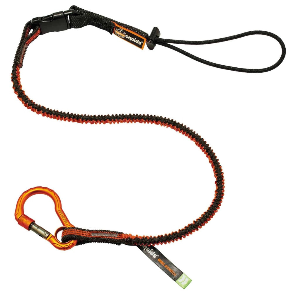 Ergodyne Squids 3102F(x) Detachable Single-Carabiner Tool Lanyards, 5 Lb, 48in, Orange/Gray, Pack Of 6 Lanyards MPN:19864