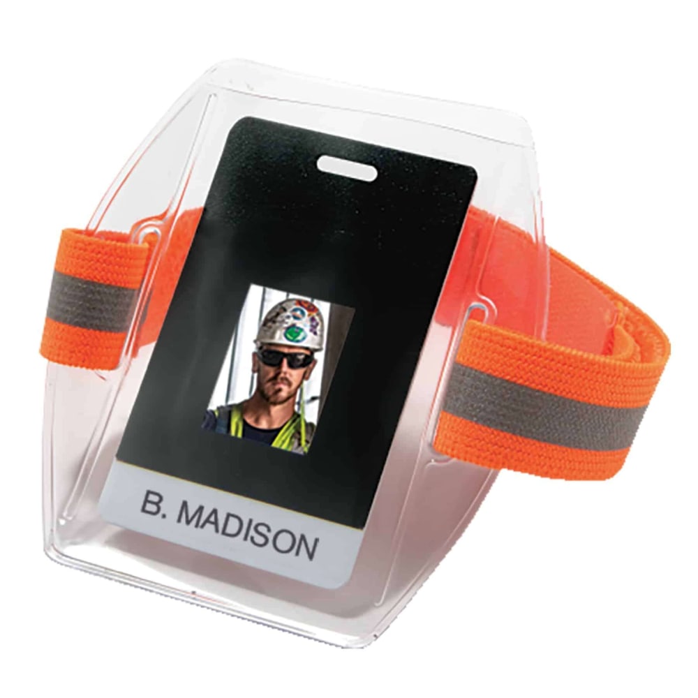 Ergodyne Squids 3386 Arm Band ID/Badge Holders, 4-3/4in, Hi-Vis Orange, Pack Of 6 Holders MPN:19951