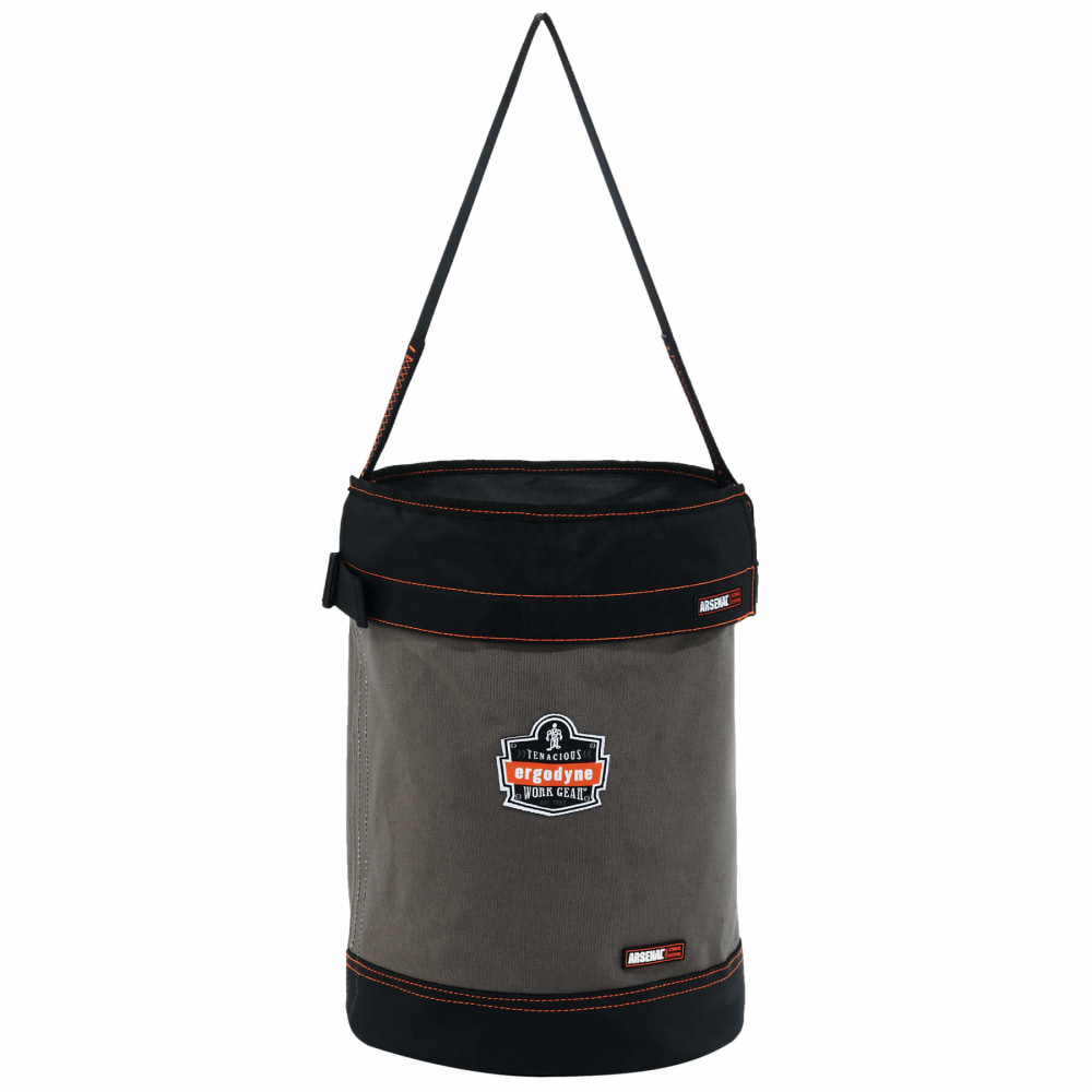 Ergodyne Arsenal 5930T Web Handle Canvas Hoist Bucket With Top, 17in x 12-1/2in, Gray MPN:14830